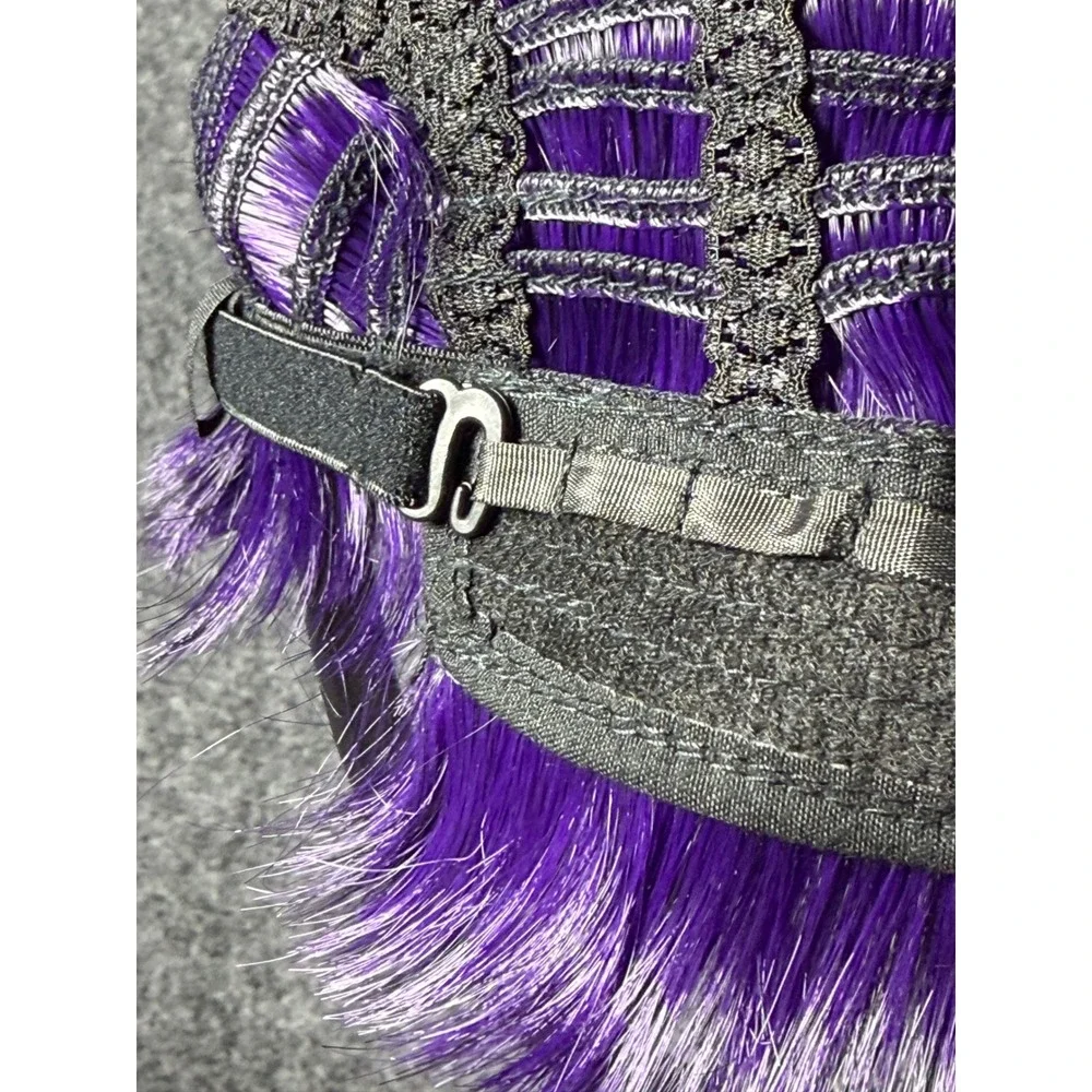 Pixie Cut Human Hair Wig Purple  Unisex Cosplay Fairy Costume